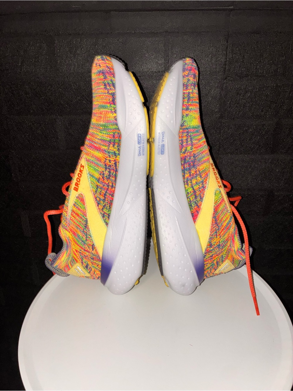 Brooks Multicolor Knit Running Sneakers with Yellow Accent - Picture 4 of 15